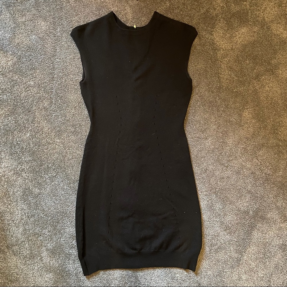 ALEXANDER WANG BLACK WOOL ZIP BACK DRESS